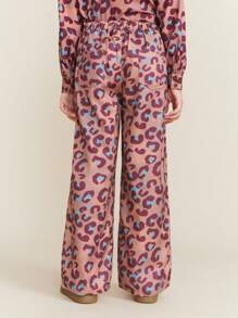 SHEIN Tween Girls Leopard Print Straight Leg Loose Casual Pants For Autumn/Winter - Orange - View 2