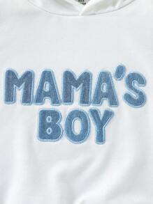 Bộ đồ thời trang Babybody & Babygirl Áo hoodie thêu chữ cái tiếng Anh thời trang mát mẻ kết hợp quần nỉ in chữ hợp thời trang, phù hợp cho mùa thu, đi chơi, tiệc tùng, cắm trại ngoài trời - trắng - Xem 3