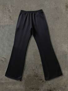 Manfinity EMRG Men's Casual Letter Print Drawstring Waist Sweatpants - Black - View 2