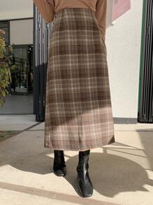 DAZY Women's Checkered A-Line Skirt, Casual Everyday Wear,Fall Clothes Plaid