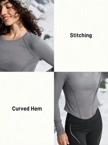 In My Nature Women's Round Neck Raglan Sleeve Slim Fit Outdoor T-Shirt Winter Women Tops - Grey - View 5