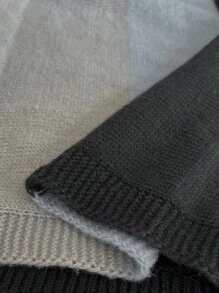 SHEIN Unity Plus Size Women High Neck Colorblock Patchwork Knitted Sweater Dress, Autumn/Winter - Multicolor - View 6