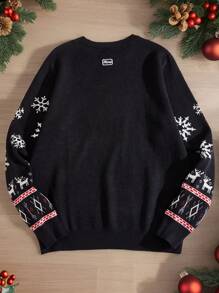 Manfinity VCAY Maglione semplice da uomo a girocollo, maniche lunghe, decorato, casual per uso quotidiano, adatto anche per Natale