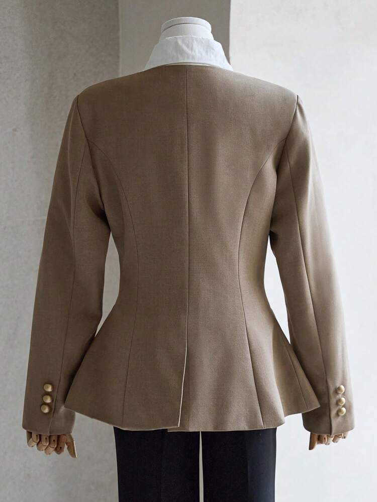 Square Neck Solid Color Necktie For Women's Suit Jacket Women Blazers, Fall Clothes Business Attire