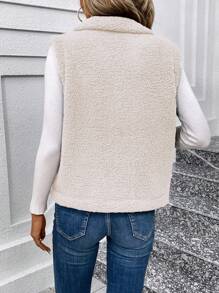 SHEIN LUNE Reversible Plush Women's Vest Jacket In Fall/Winter - White - View 2