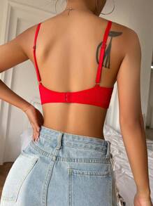 Contrast Mesh Bralet - Red - View 2