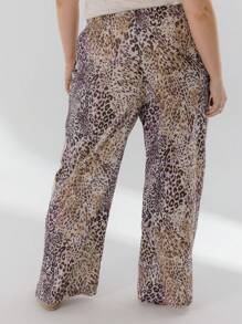 Aralina High Waist Bold Stylish Leopard Print Wide Leg Pants - Multicolor - View 3