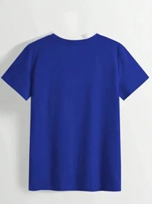 INAWLY Nouveau T-shirt à col rond à manches courtes avec imprimé léopard en forme de cœur pour femmes en grande taille. T-shirts graphiques, hauts pour femmes, pour l'été - Bleu azur - Voir 2