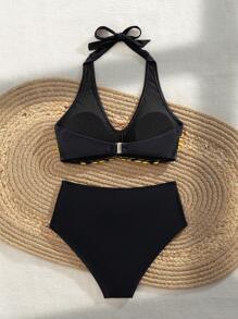 SHEIN Swim Lushore Bộ đồ bơi hở lưng nhuộm màu loang cho nữ, đồ bơi gợi cảm cho kỳ nghỉ hè ở bãi biển - Nhiều màu - Xem 2
