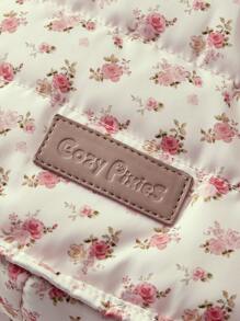 Cozy Pixies Pink Peony Fleece Thicken Warm Baby Stroller Footmuff For Winter Outdoor Use