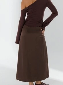 Aralina 缎面裹身高腰前开衩长裙