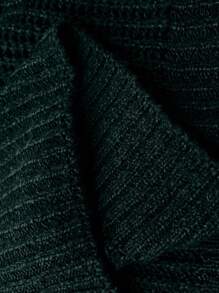 Calvaya 大码女式休闲纯色折叠露肩罗纹针织套头毛衣 - 墨綠色 - 查看 7