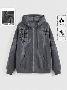 Our Grunge Punk Women's Cross Print Dropped Shoulder Long