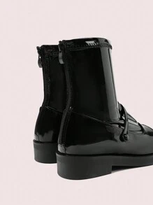 CUCCOO DOLLMOD Botas de tobillo con suela gruesa, punta redonda y cremallera trasera para mujer, con un ambiente navideño y de Año Nuevo, para otoño e invierno - Negro - Ver 8