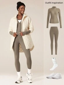GLOWMODE Chaqueta con capucha estilo camisa ligera, cálida, acolchada mate, cintura ajustable con cordón, ajuste relajado, con bolsillos laterales, para uso casual en invierno - Beis - Ver 7