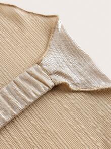 SHEIN ICON 音乐会服装 金属丝头巾下摆吊带上衣 - 杏色 - 查看 3