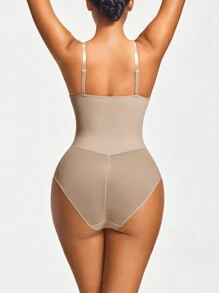 SHEIN Shape Women's Plain Color Spaghetti Strap Minimalist Casual Bodysuit