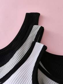3pcs Teenage Girls Minimalist Ribbed Comfy Underwear Set