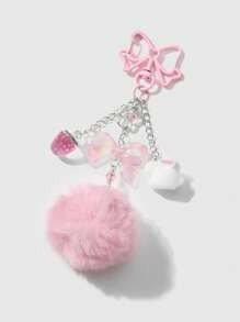 ROMWE Kawaii 1 chiếc INS Phong cách Hàn Quốc dễ thương ngọt ngào thời trang chất lượng cao dây chuyền bạc lông hồng nhựa nơ dâu tây mặt dây chuyền thỏ nhỏ & móc khóa, thích hợp cho phụ nữ, sử dụng hàng ngày hoặc làm quà tặng lễ hội Valentine - Hồng - Xem 5