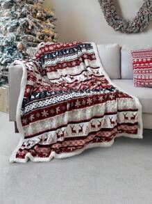 1 件圣诞毯，法兰绒毯，带有驯鹿节日图案，柔软温暖的冬季装饰毯，适合家庭沙发、床、长沙发、椅子、户外、所有季节圣诞装饰、圣诞礼物、秋季装饰、秋季装饰、房间装饰 - 彩色 - 查看 1