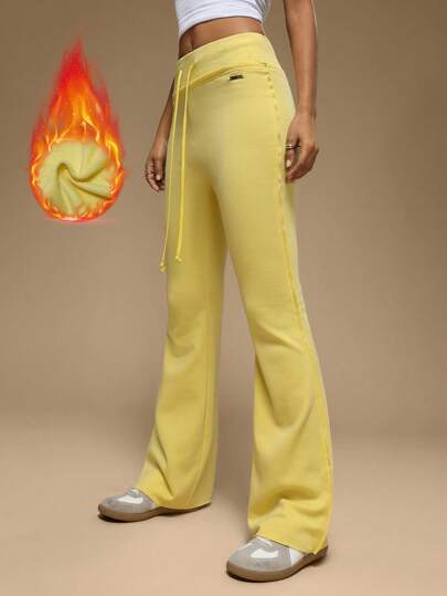 Forever 21 Women Casual Fashion Sports Tight Solid Color Thin Fleece Yoga Pants