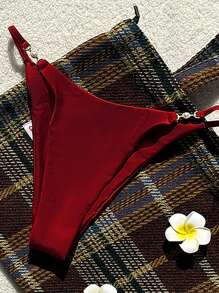 Swim Vcay 2pcs Leopard Print Bikini Set, Sexy Spaghetti Strap Top And High Cut Bottoms - Multicolor - View 6