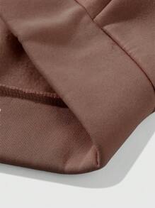 Manfinity Homme Plus Size Men's Casual Christmas Print Thermal Lined Sweatshirt - Coffee Brown - View 3