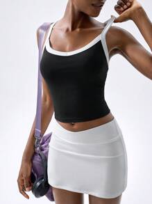 VARSIVA Black And White Contrasting Suspenders Women Sports Sets - Black and White - View 4