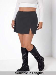 SHEIN PETITE CURVE 大码女式侧开衩短款休闲裙