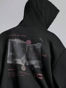 NEON BLANC Men's Printed Letter Hooded Sweatshirt, Autumn/Winter Hoodie Graphic Long Sleeve Hoodie, For Friends, Husband, Boyfriend Gifts