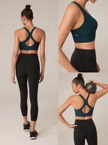 GLOWMODE FeatherFit™-Sculpt V-Ausschnitt Racerback Sport-BH Top mit mittlerer Stützung zum Trainieren