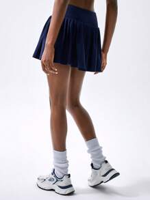 VARSITIE 秋冬装纯色弹力腰褶运动短裙裤，夏季