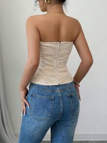 Elenzga Áo hai dây không tay thanh lịch bằng vải tuýt dệt kim cài nút 1 chiếc - Màu vàng - Xem 3