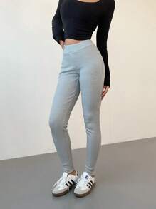 Aloruh Leggings casual da donna con vita alta, monocromatici, con fodera termica, adatti per l'autunno e l'inverno