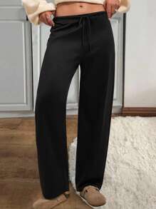 Forever 21 Trang phục nữ Thu Đông trang trọng/Đêm giao thừa/Dáng người cao/Trang phục thiết yếu/Trang phục công sở thường ngày/Quần ống rộng cạp thấp/Giáng sinh/Trang phục nữ mùa hè/Ngày lễ/Trang phục mùa đông dày ấm áp thường ngày/Quần ống rộng cạp thấp co giãn màu đen - màu đen - Xem 2