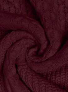 Calvaya Plus Size Casual Solid Color Turtleneck Cold Shoulder Sweater, Autumn/Winter