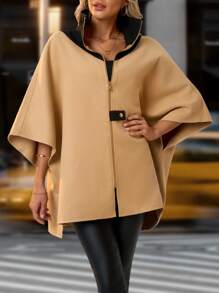 SHEIN Clasi Poncho invernale caldo da donna - Cachi - Visualizzare 5