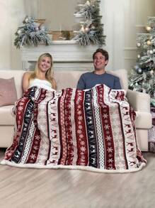 1 件圣诞毯，法兰绒毯，带有驯鹿节日图案，柔软温暖的冬季装饰毯，适合家庭沙发、床、长沙发、椅子、户外、所有季节圣诞装饰、圣诞礼物、秋季装饰、秋季装饰、房间装饰 - 彩色 - 查看 5