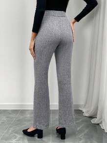 EMERY ROSE Flare Leggings Grey Woolen Ladies' Casual Business - Black and White - View 2