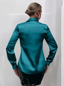 SHEIN Clasi Long Sleeve Casual Shirt, Minimalist & Fashionable For Daily Wear - Cadet Blue - View 2