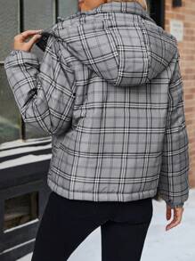 SHEIN LUNE 女士冬季服装 女士休闲格子短款保暖冬季夹克 - 彩色 - 查看 2
