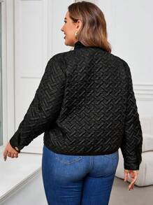 SHEIN Clasi Plus Size Winter Women Quilted Elegant Turnover Collar Short Jacket, Winter Coat