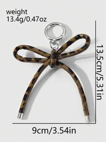 ROMWE Kawaii 1 件时尚别致棕色豹纹蝴蝶结皮革钥匙扣，多功能，适合女性的高端礼物，日常使用