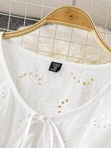 SHEIN Unity Vestido casual corto minimalista de talla grande, de unicolor, con pliegues y lazo delantero