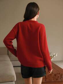 Anewsta 女士奢华复古风格手工串珠装饰宽松套头衫