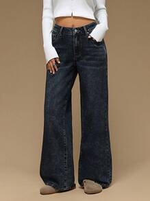 Forever 21 New Autumn/Winter Vintage Washed Low-Rise Casual High Street All-Match Denim Jeans - Blue - View 4