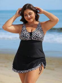 Swim Lushoire 2 piezas Conjunto de bikini de camiseta floral tallas grandes para el verano