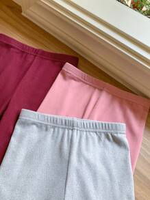 Blossori Young Girls 3pcs Set: Ruffle Hem Knitted High Waist Leggings, Elegant French Style For Autumn/Winter - Multicolor - View 6