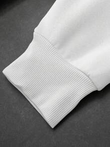 Manfinity LEGND 男士字母与眼睛图案连帽衫，带前口袋，长袖运动衫 - 白色 - 查看 3