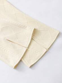 SHEIN 2pcs Girls Textured Hoodie Jacket + Flare Slit Pants Set - Apricot - View 4